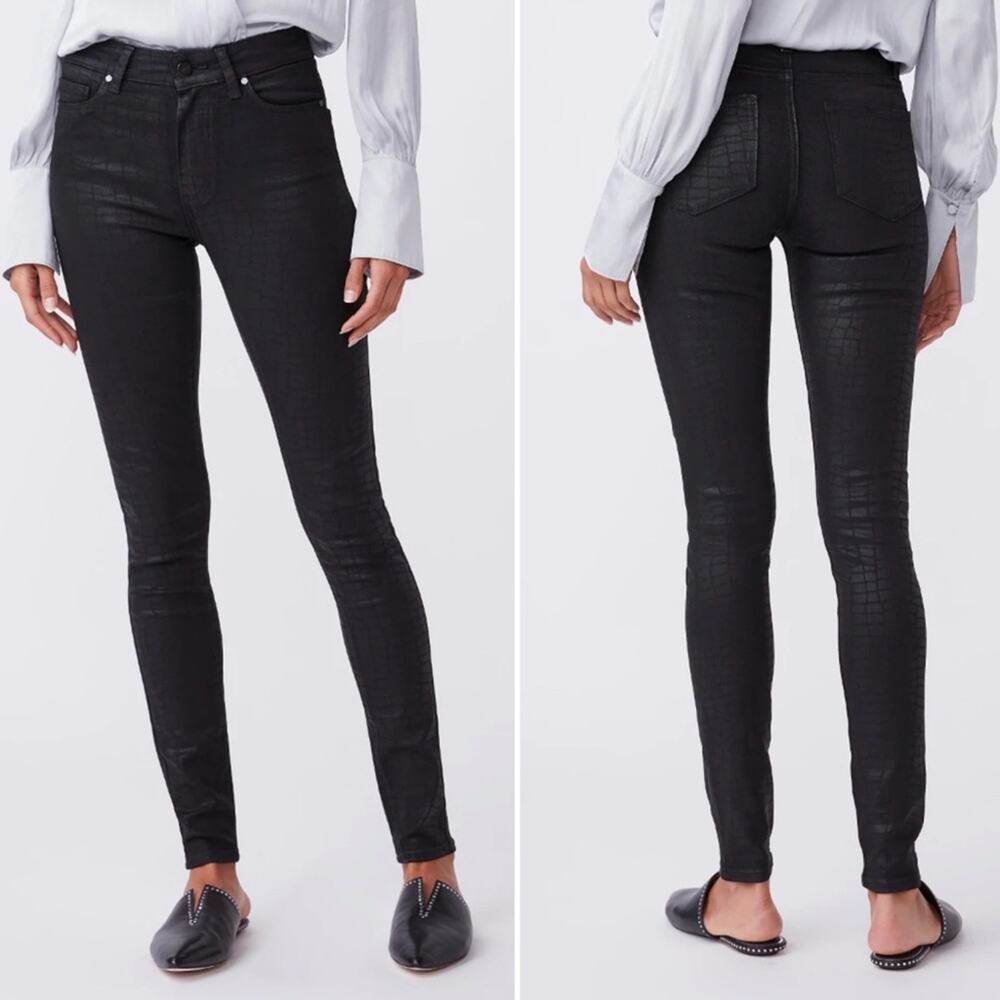 50% OFF Paige Hoxton Ultra Skinny in Black Croc Coating